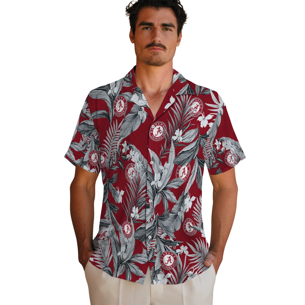 Alabama Crimson Tide Hawaiian Shirt - Palm Leaves | Moonbestprint