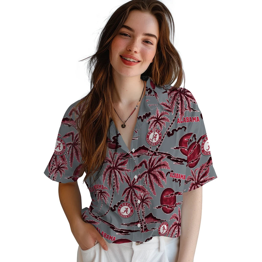 Alabama Crimson Tide Hawaiian Shirt - Palm Sunset | Moonbestprint