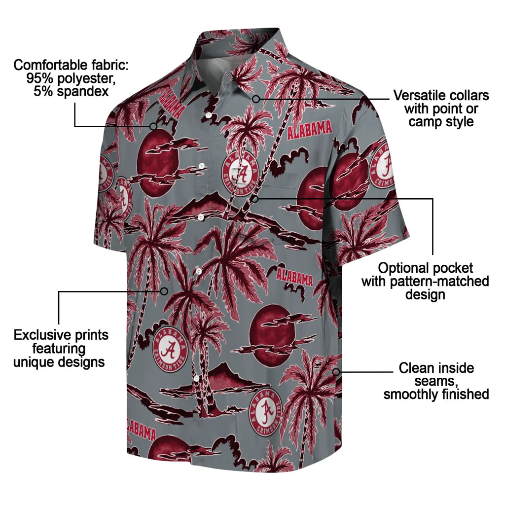 Alabama Crimson Tide Hawaiian Shirt - Palm Sunset | Moonbestprint