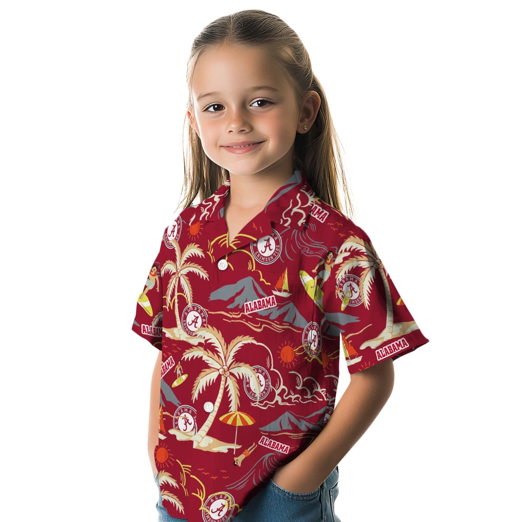 Alabama Crimson Tide Hawaiian Shirt - Palm Tree Island | Moonbestprint