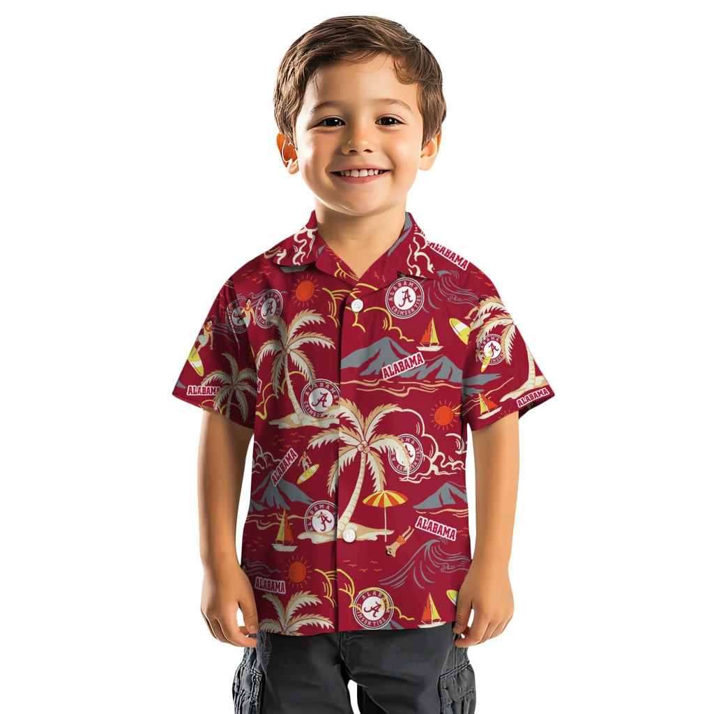 Alabama Crimson Tide Hawaiian Shirt - Palm Tree Island | Moonbestprint
