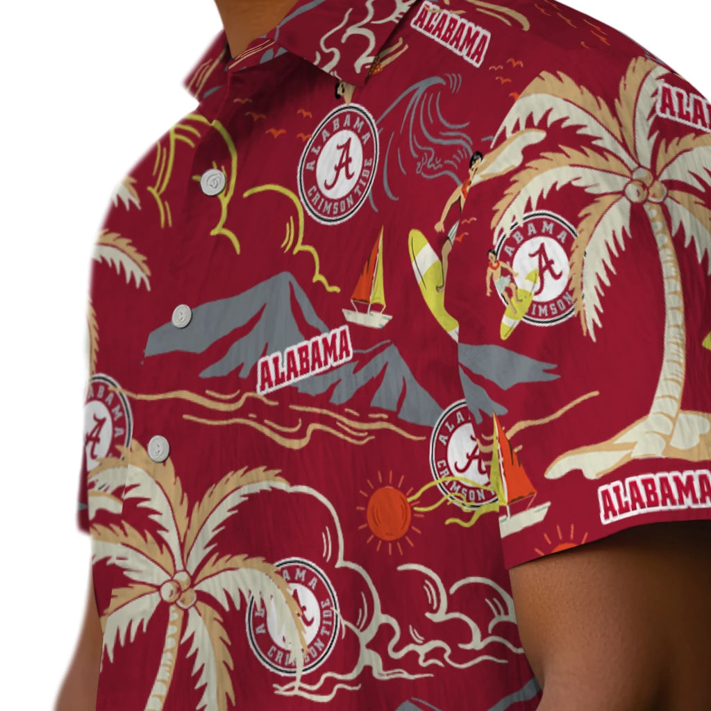 Alabama Crimson Tide Hawaiian Shirt - Palm Tree Island | Moonbestprint