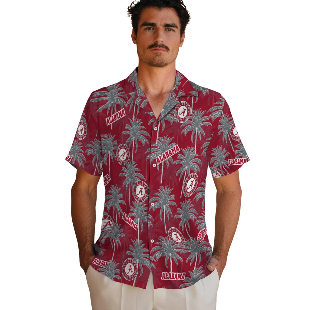 Alabama Crimson Tide Hawaiian Shirt - Palm Tree Motif | Moonbestprint