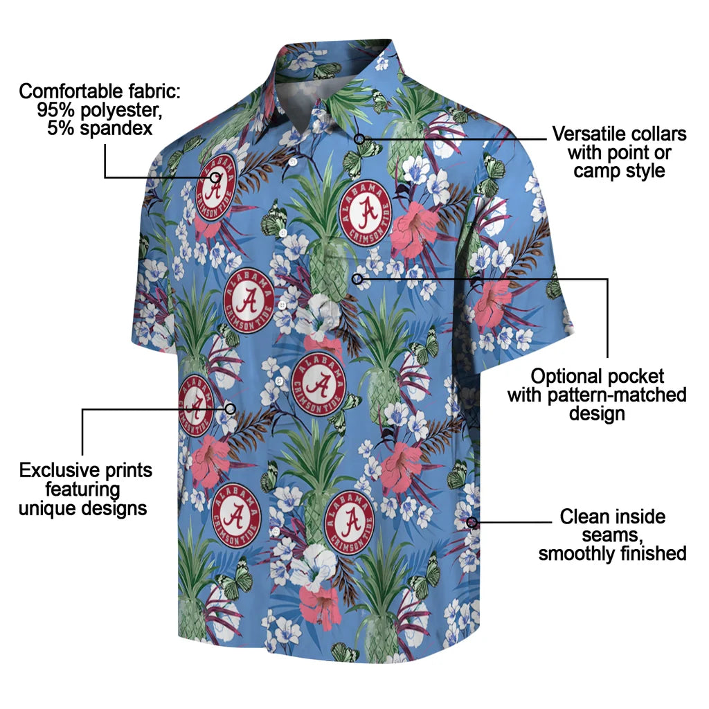 Alabama Crimson Tide Hawaiian Shirt - Pineapple Bouquet | Moonbestprint