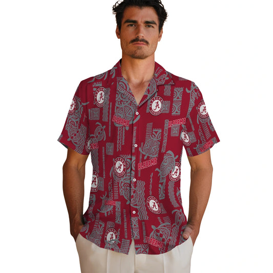 Alabama Crimson Tide Hawaiian Shirt - Turtle Lines | Moonbestprint