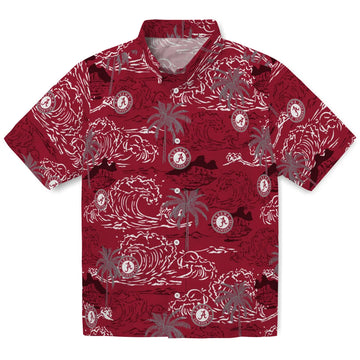 Alabama Crimson Tide Hawaiian Shirt - Wave Palm | Moonbestprint