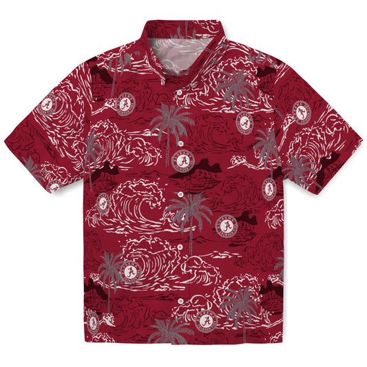 Alabama Crimson Tide Hawaiian Shirt - Wave Palm | Moonbestprint