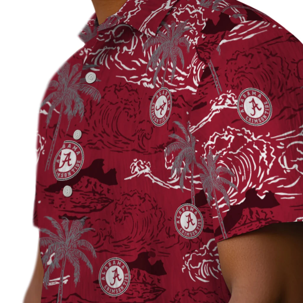Alabama Crimson Tide Hawaiian Shirt - Wave Palm | Moonbestprint