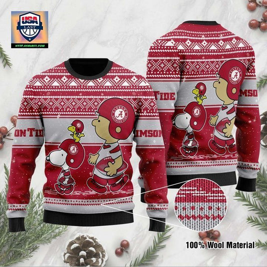 Alabama Crimson Tide Snoopy And Charlie Brown Ugly Christmas Sweater ? Usalast