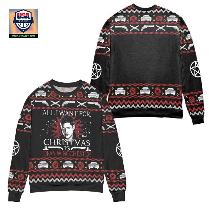 All I Want For Christmas Is Dean Winchester Supernatural Ugly Christmas Sweater ? Black ? Usalast