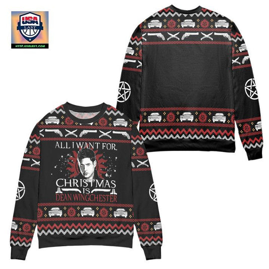 All I Want For Christmas Is Dean Winchester Supernatural Ugly Christmas Sweater ? Black ? Usalast