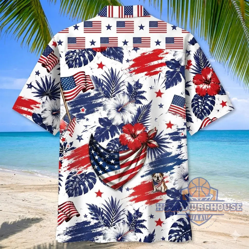 Unisex America Patriotic Bulldog Graphic Hawaiian Shirt for Fans – Moonbestprint