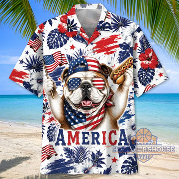 Unisex America Patriotic Bulldog Graphic Hawaiian Shirt for Fans – Moonbestprint