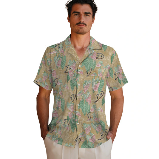 Anaheim Ducks Hawaiian Shirt - Anthurium Overlay - Moonbestprint
