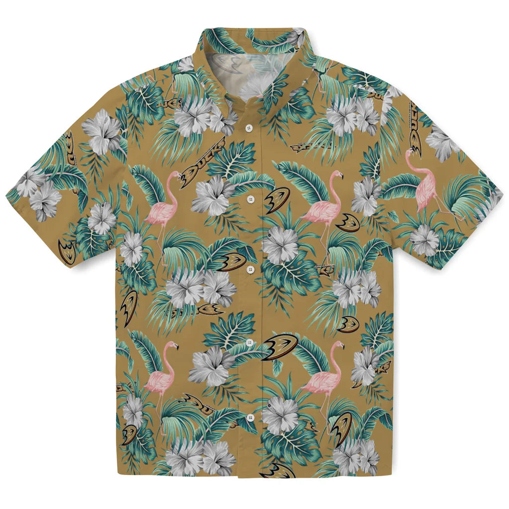 Anaheim Ducks Hawaiian Shirt - Flamingo and Hibiscus – Moonbestprint