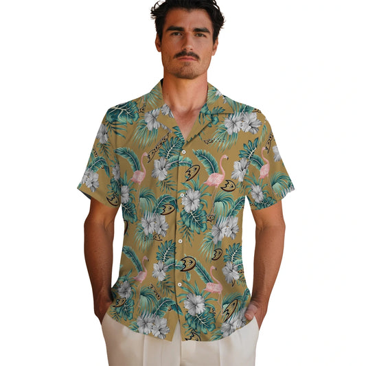 Anaheim Ducks Hawaiian Shirt - Flamingo and Hibiscus | Moonbestprint