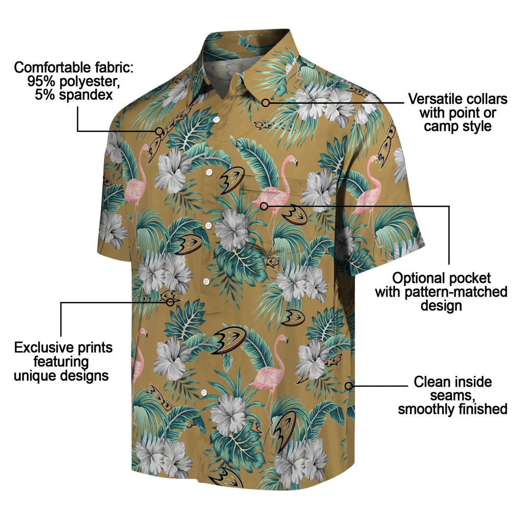 Anaheim Ducks Hawaiian Shirt - Flamingo and Hibiscus – Moonbestprint