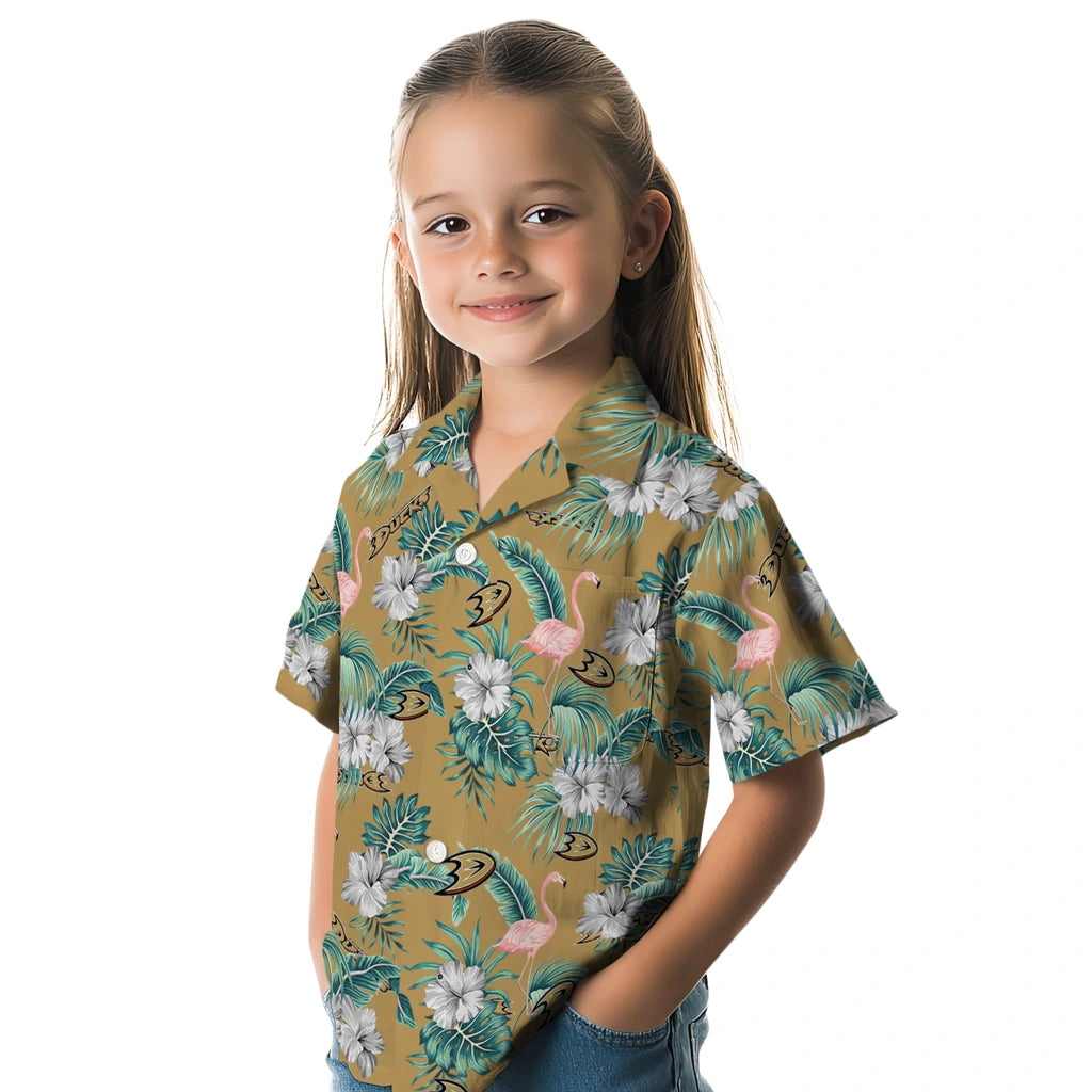 Anaheim Ducks Hawaiian Shirt - Flamingo and Hibiscus – Moonbestprint