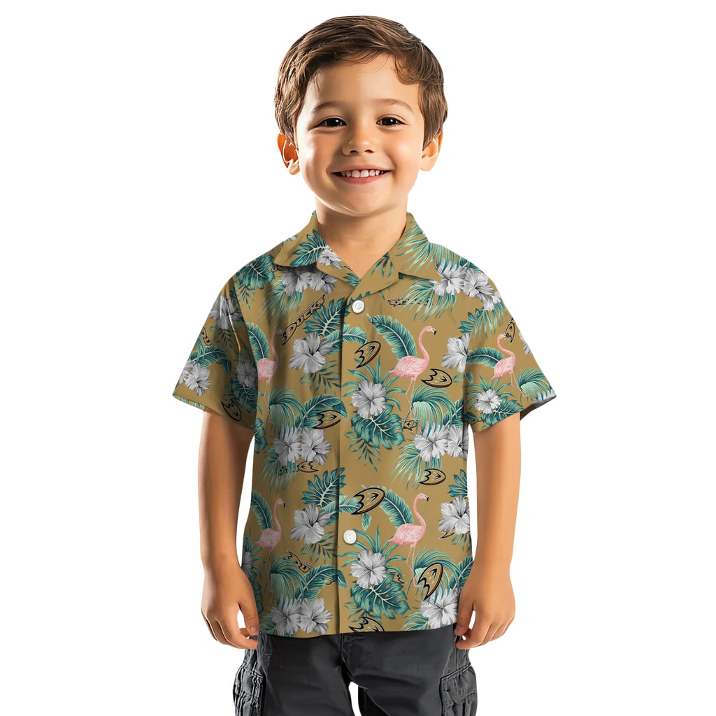 Anaheim Ducks Hawaiian Shirt - Flamingo and Hibiscus – Moonbestprint