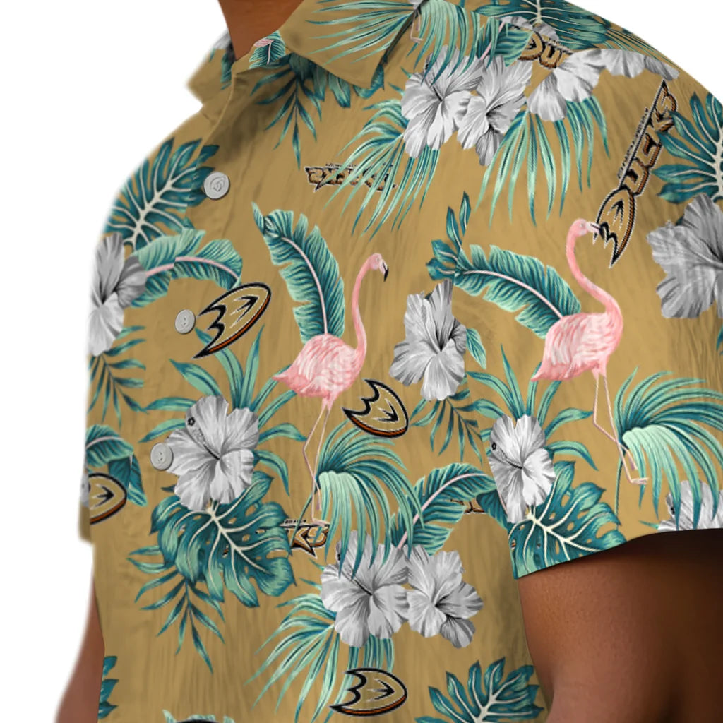 Anaheim Ducks Hawaiian Shirt - Flamingo and Hibiscus – Moonbestprint