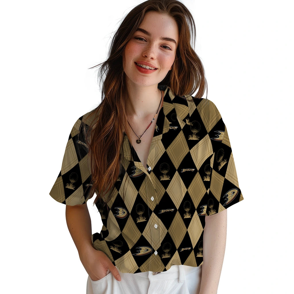 Anaheim Ducks Hawaiian Shirt - Golfing Plaid – Moonbestprint