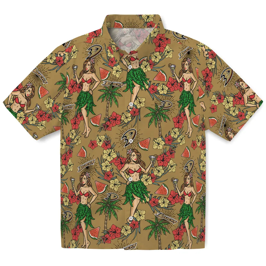 Anaheim Ducks Hawaiian Shirt - Hawaiian Girls Design – Moonbestprint