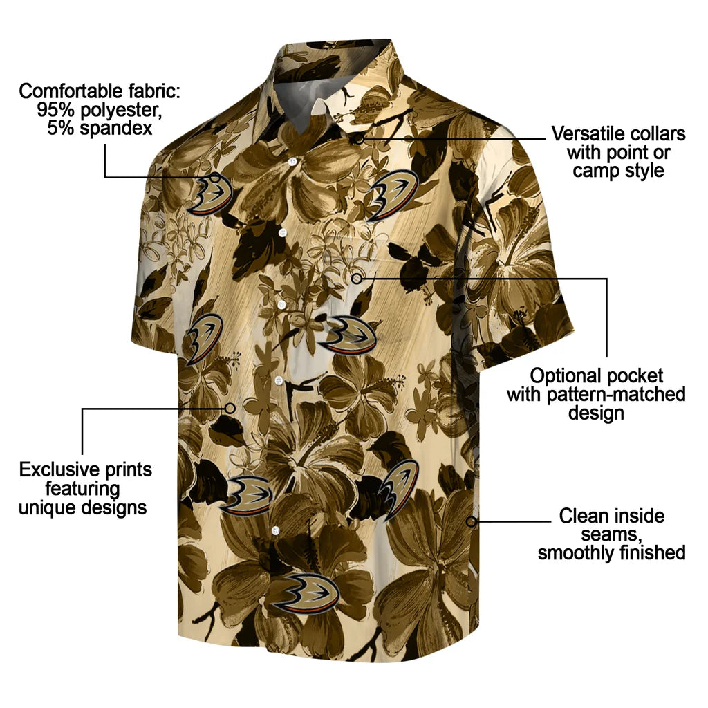Anaheim Ducks Hawaiian Shirt - Hibiscus Arrangement – Moonbestprint