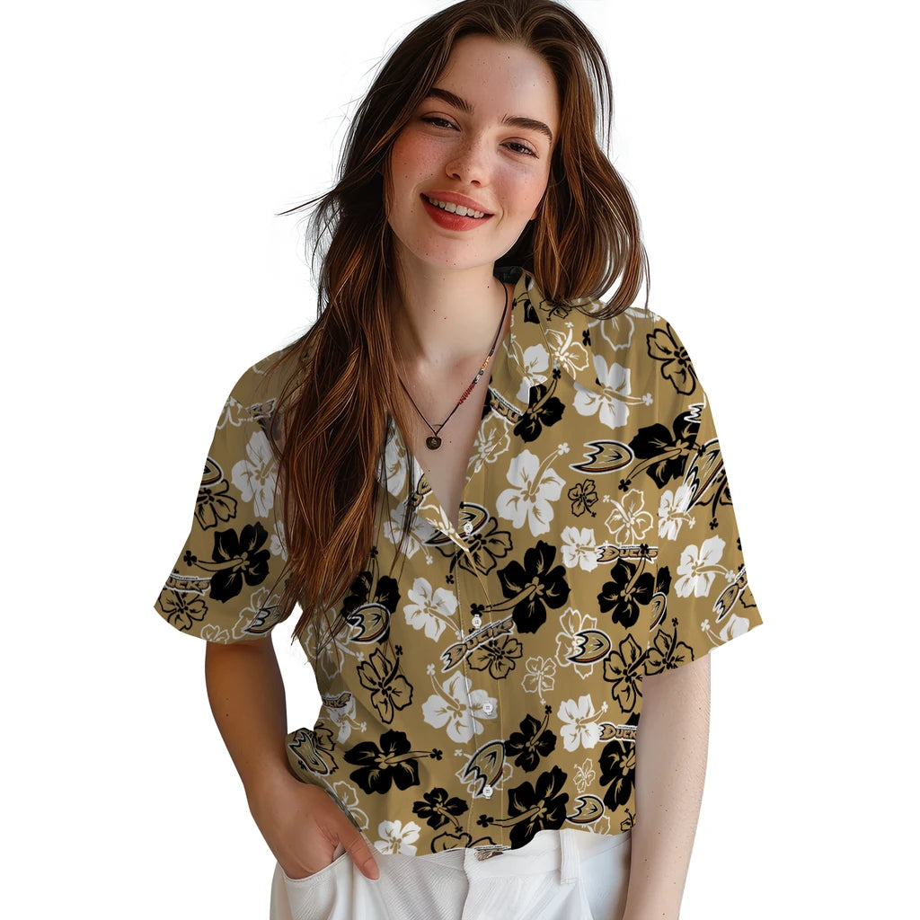 Anaheim Ducks Hawaiian Shirt - Hibiscus Flower Design – Moonbestprint