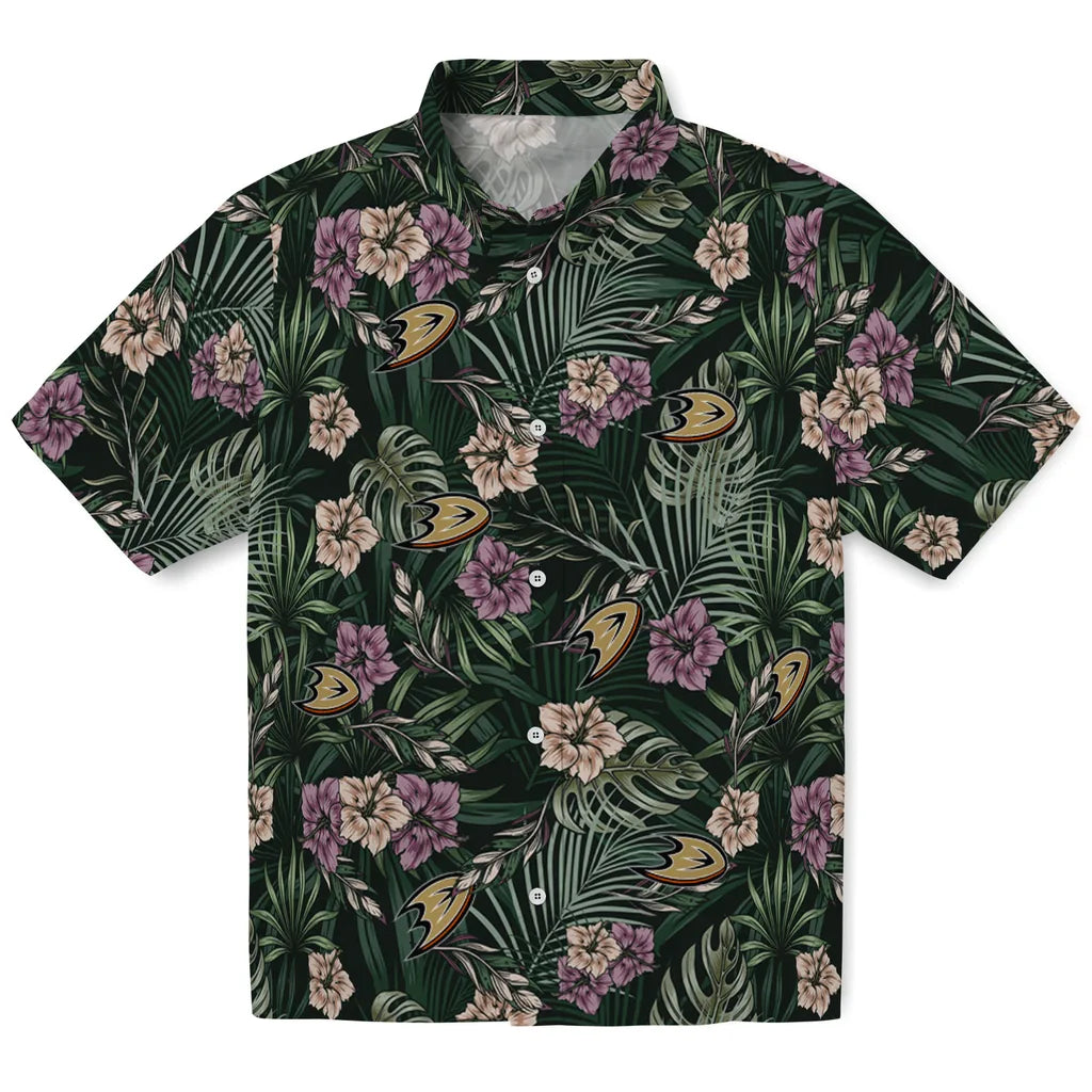 Anaheim Ducks Hawaiian Shirt - Hibiscus Leaves Pattern – Moonbestprint
