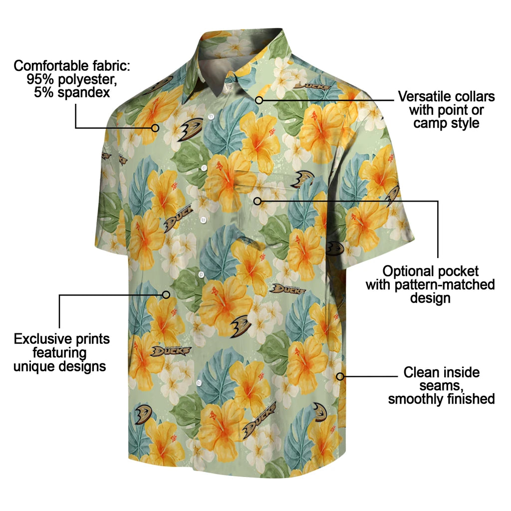 Anaheim Ducks Hawaiian Shirt - Hibiscus Mood - Moonbestprint