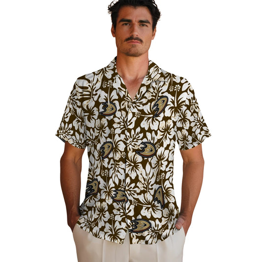 Anaheim Ducks Hawaiian Shirt - Hibiscus Motif - Moonbestprint