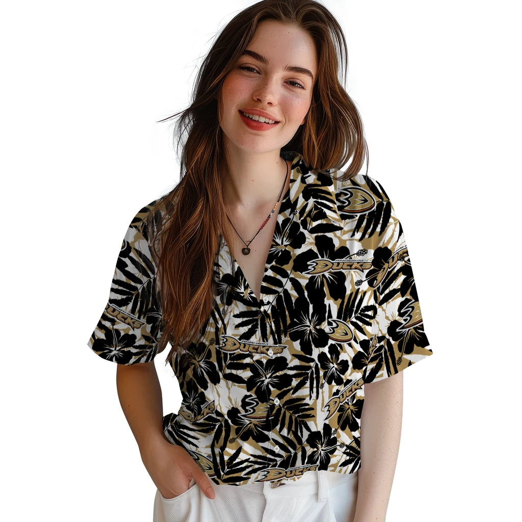 Anaheim Ducks Hawaiian Shirt - Hibiscus Overlay – Moonbestprint