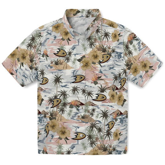 Anaheim Ducks Hawaiian Shirt - Hibiscus Seaside - Moonbestprint