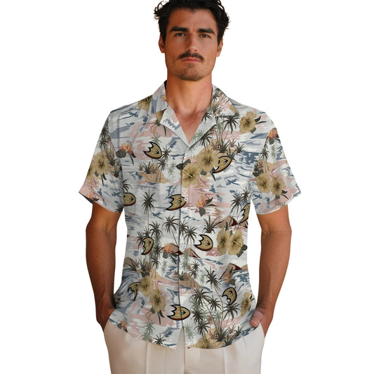 Anaheim Ducks Hawaiian Shirt - Hibiscus Seaside - Moonbestprint