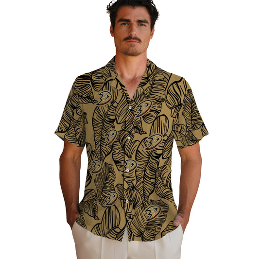 Anaheim Ducks Hawaiian Shirt - Leaf Outline | Moonbestprint