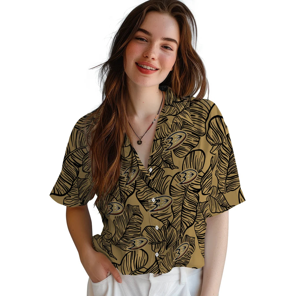 Anaheim Ducks Hawaiian Shirt - Leaf Outline – Moonbestprint