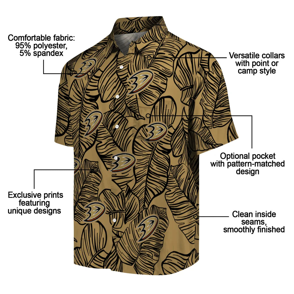 Anaheim Ducks Hawaiian Shirt - Leaf Outline – Moonbestprint