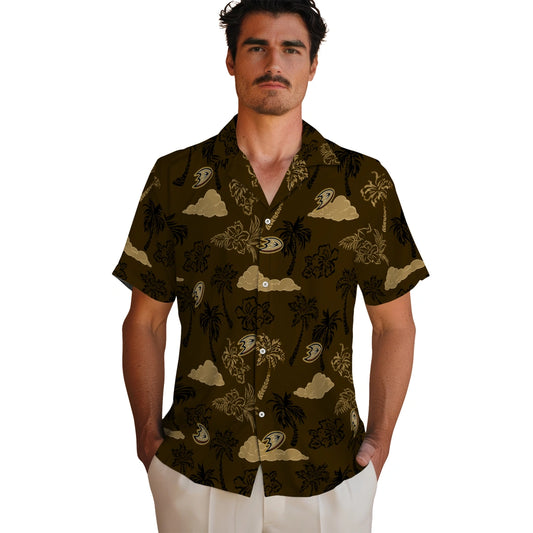 Anaheim Ducks Hawaiian Shirt - Palm And Clouds | Moonbestprint