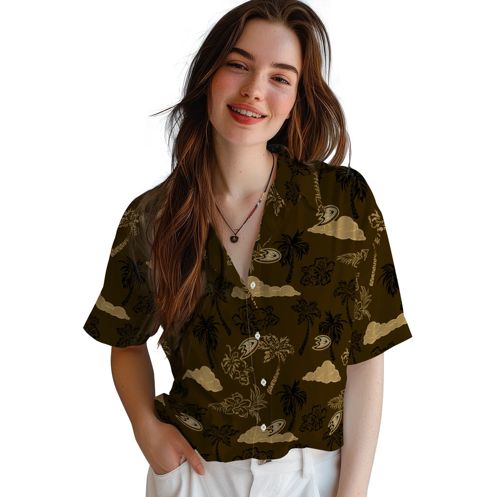 Anaheim Ducks Hawaiian Shirt - Palm And Clouds – Moonbestprint