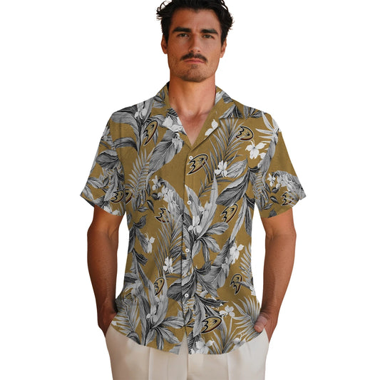 Anaheim Ducks Hawaiian Shirt - Palm Leaves | Moonbestprint