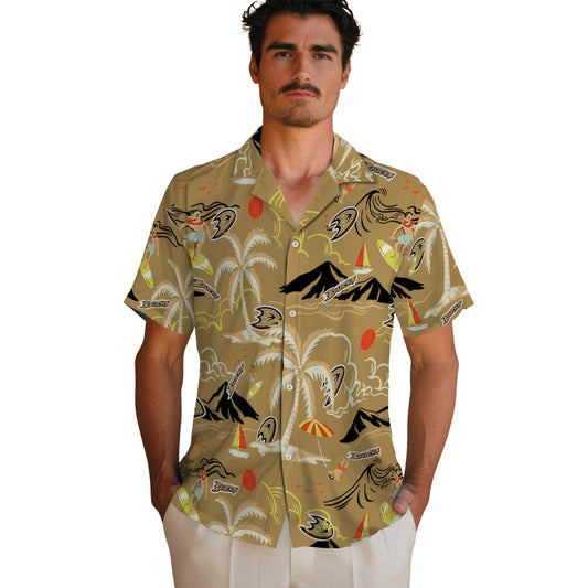 Anaheim Ducks Hawaiian Shirt - Palm Tree Island | Moonbestprint