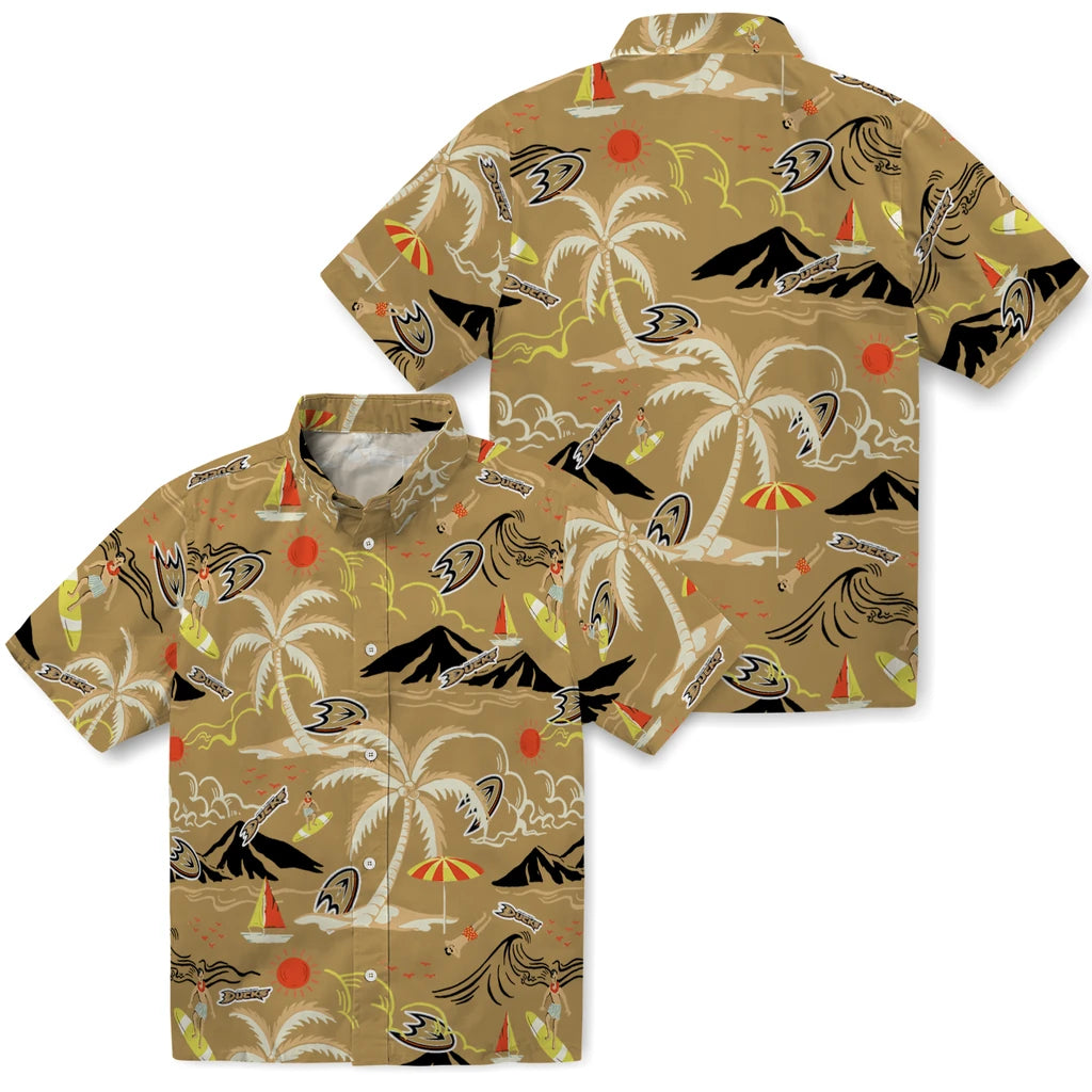 Anaheim Ducks Hawaiian Shirt - Palm Tree Island - Moonbestprint