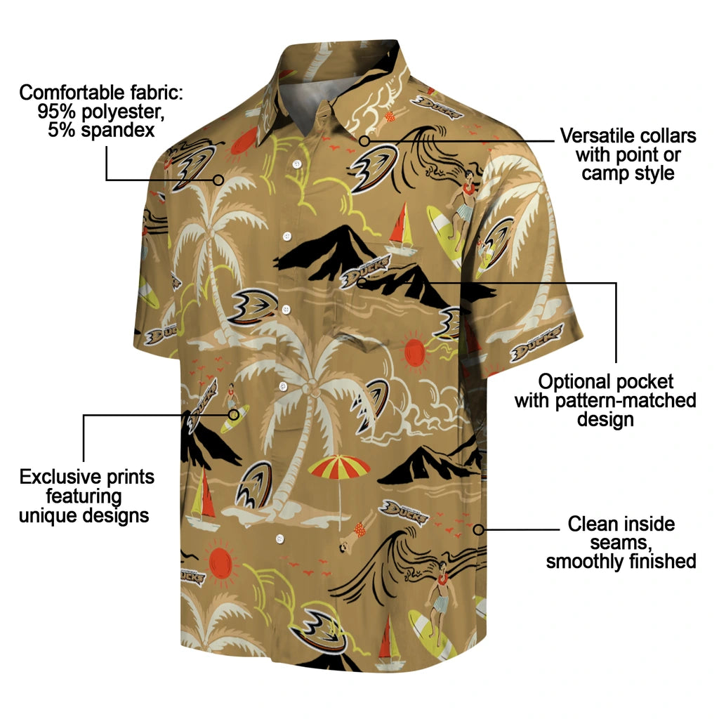 Anaheim Ducks Hawaiian Shirt - Palm Tree Island - Moonbestprint