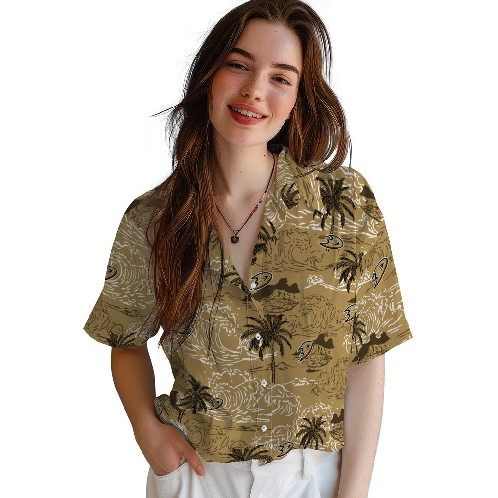 Anaheim Ducks Hawaiian Shirt - Wave Palm – Moonbestprint
