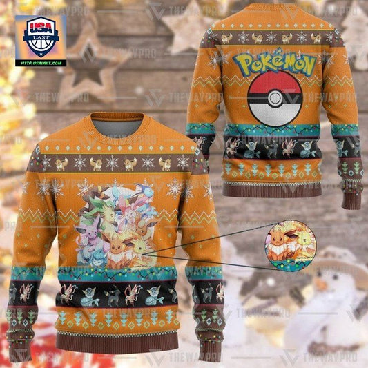 Anime Pokemon Eevee And Eeveelutions Christmas Sweater ? Usalast