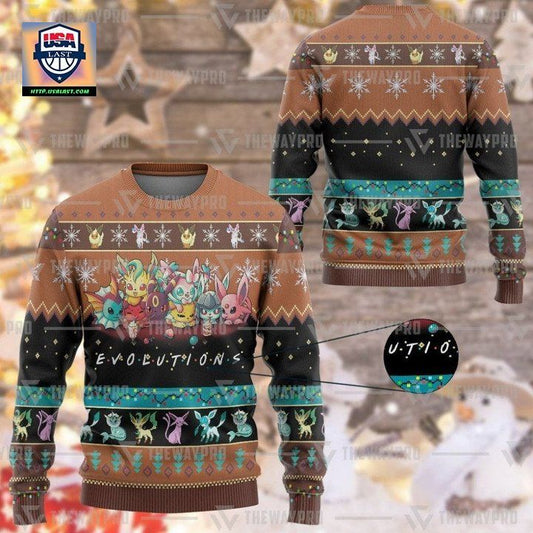 Anime Pokemon Evolutions Christmas Sweater ? Usalast