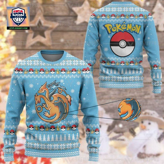 Anime Pokemon Fire Flying And Dragon Christmas Sweater ? Usalast