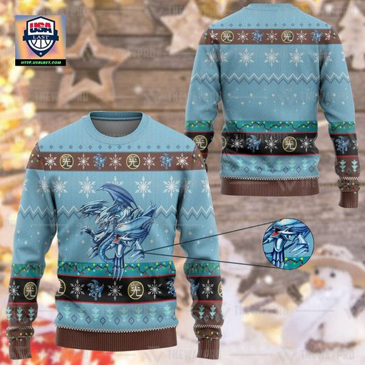 Anime Yu Gi Oh Blue Eyes Ultimate White Dragon Christmas Sweater ? Usalast