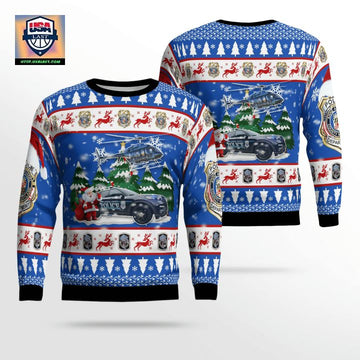 Anne Arundel County Maryland Anne Arundel County Police Department Car And Bell 407 Helicopter Christmas Sweater 3D ? Usalast