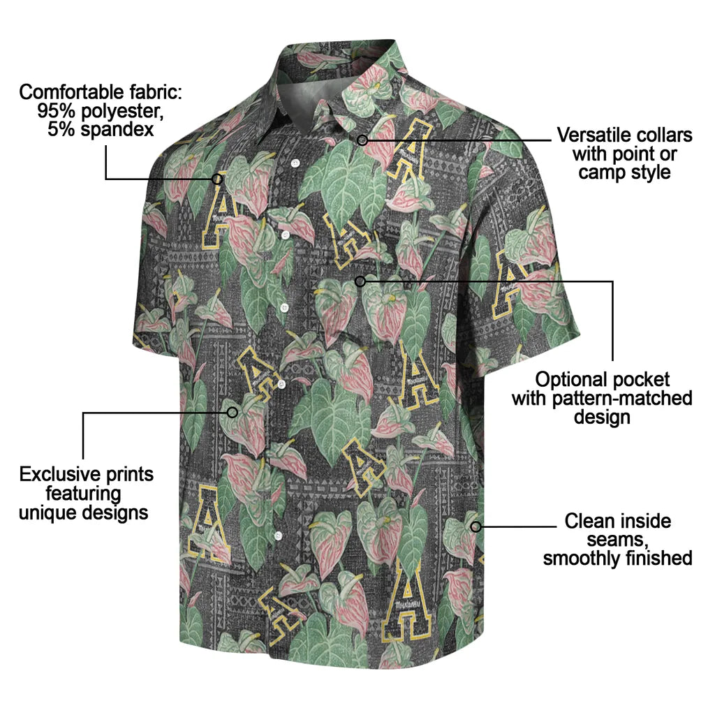 Appalachian State Mountaineers Hawaiian Shirt - Anthurium Overlay | Moonbestprint